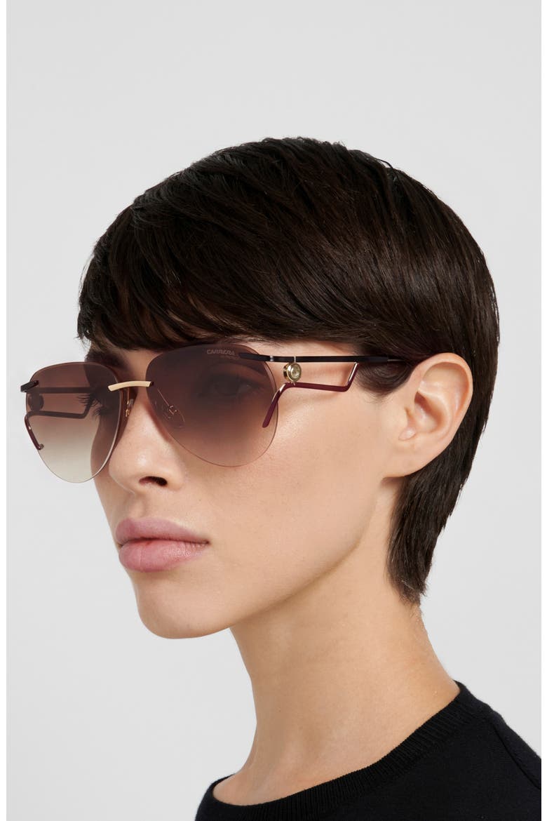 3103/S 64mm Gradient Oversize Pilot Sunglasses, Alternate, color, GOLD BURGUNDY/ BROWN PINK SF