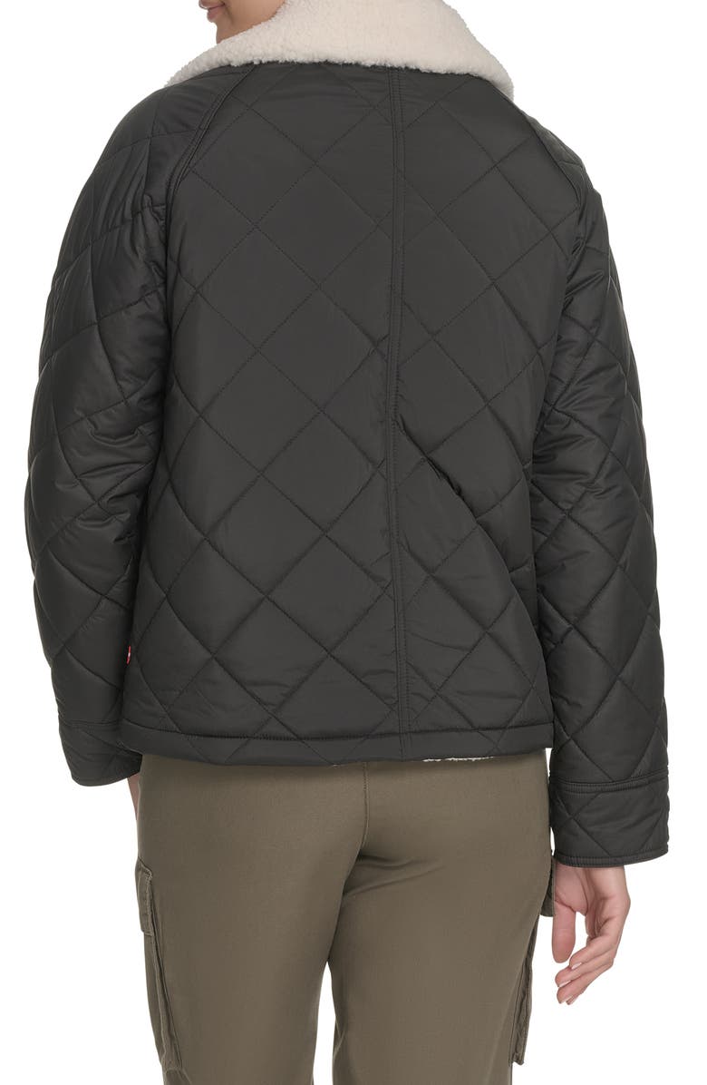 Levi's Faux Shearling Lined Diamond Quilted Barn Jacket, Alternate, color, Black