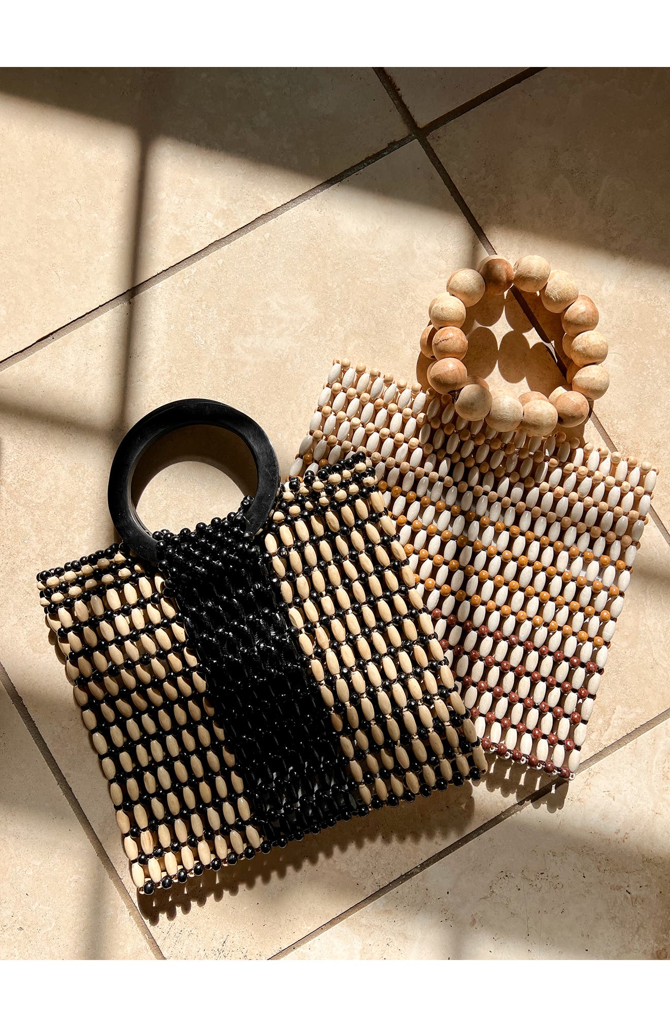 LSPACE Riley Wood Bead Bracelet Handle Bag, Alternate, color, 