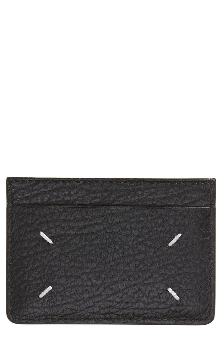 Maison Margiela Pebbled Leather Card Case, Main, color, Black