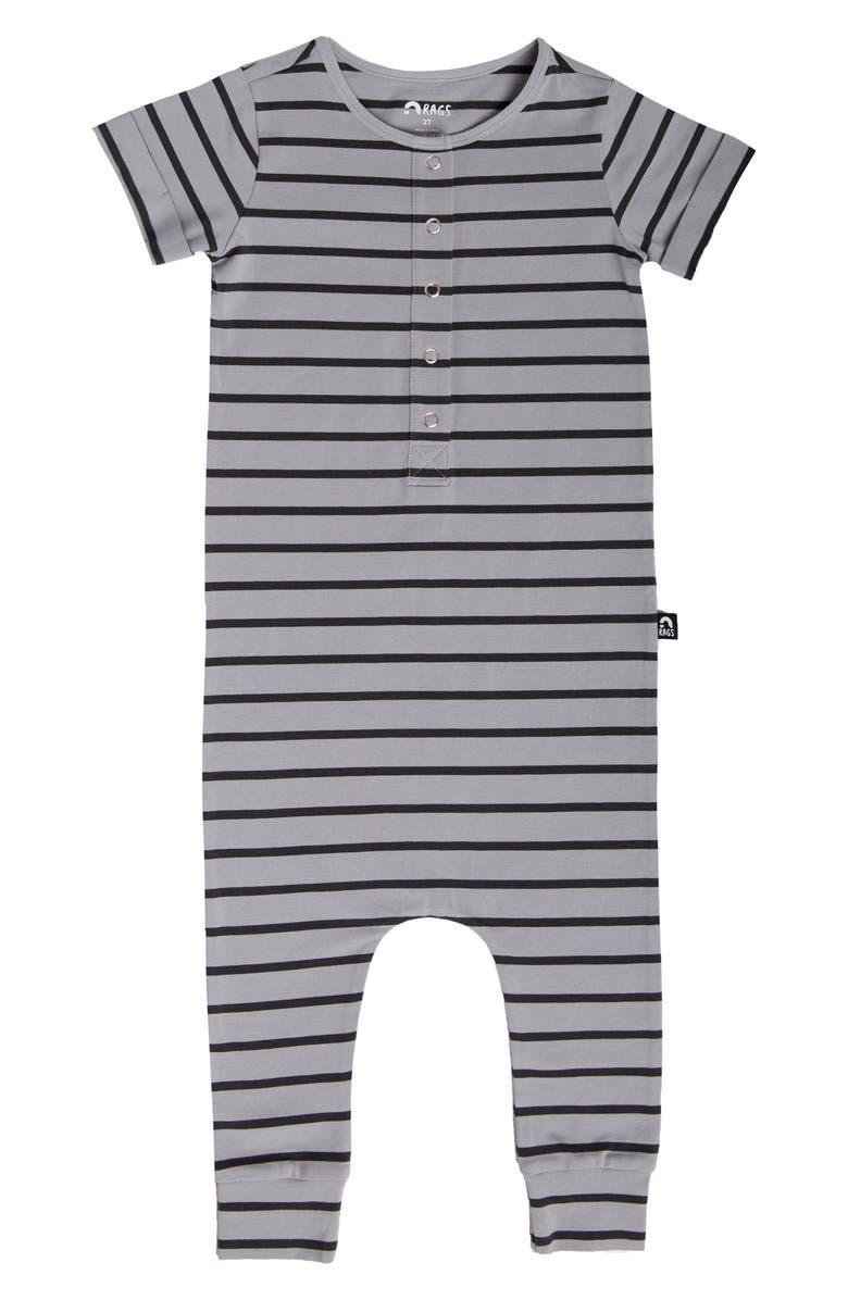 RAGS TO RACHES Essentials Rolled Short Sleeve Henley Romper, Main, color, 