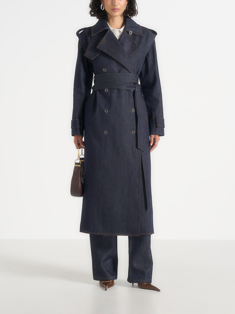 Esther Denim Trench Coat With Double Belt