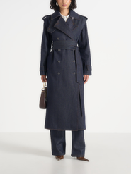 Manière De Voir Esther Denim Trench Coat With Double Belt