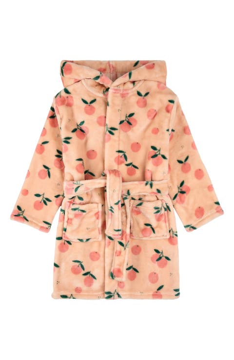 Kids' Orange Print Hooded Fleece Robe (Toddler & Little Kid)