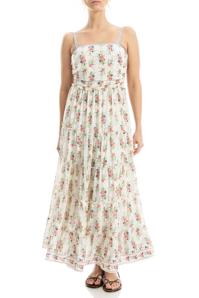 Floral Print Maxi Dress, Main, color, CREAM/ RED BOUQUET STRIPE
