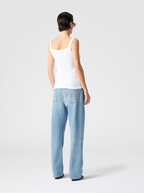 Shop Missoni Tone-on-tone Zigzag Cotton And Viscose Tank Tops In White