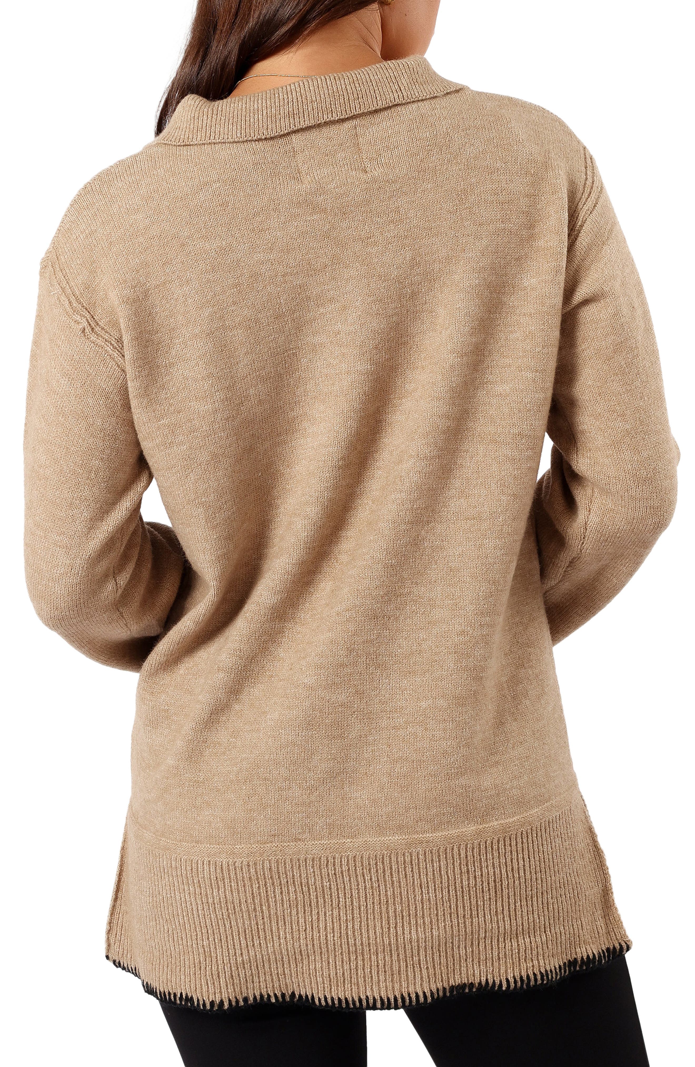 Elise Blanket Stitch Johnny Collar Sweater - image 2