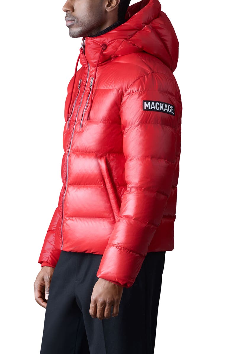Mackage Victor Water Resistant Recycled Down Puffer Jacket, Alternate, color, Dark Red