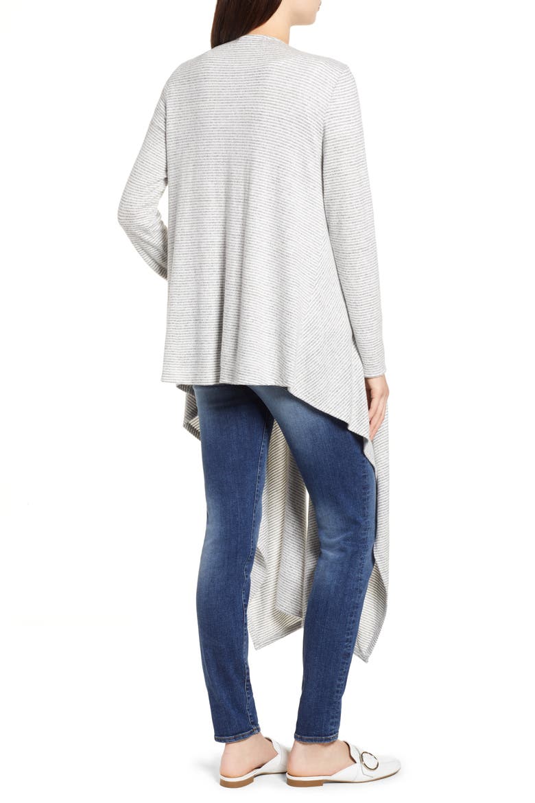 Gibson Cozy Convertible Wrap Cardigan, Alternate, color, GREY WHITE MINI STRIPE
