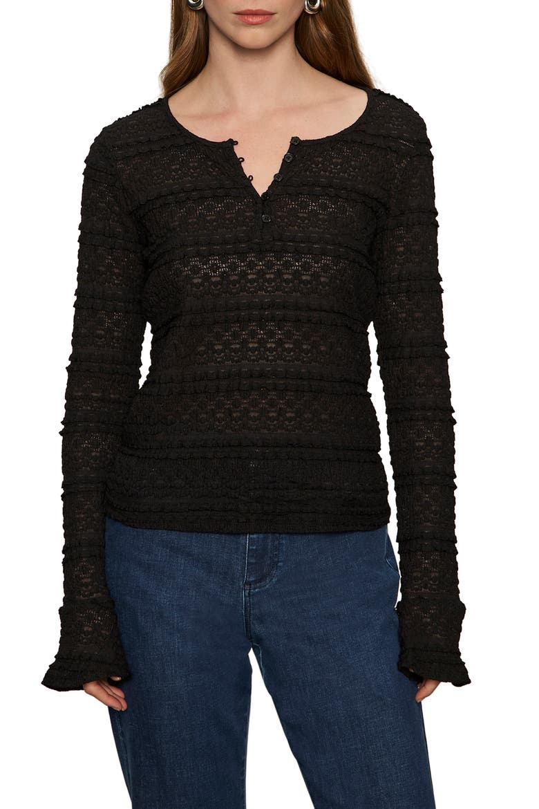 Lovely Lace Henley, Main, color, BLACK