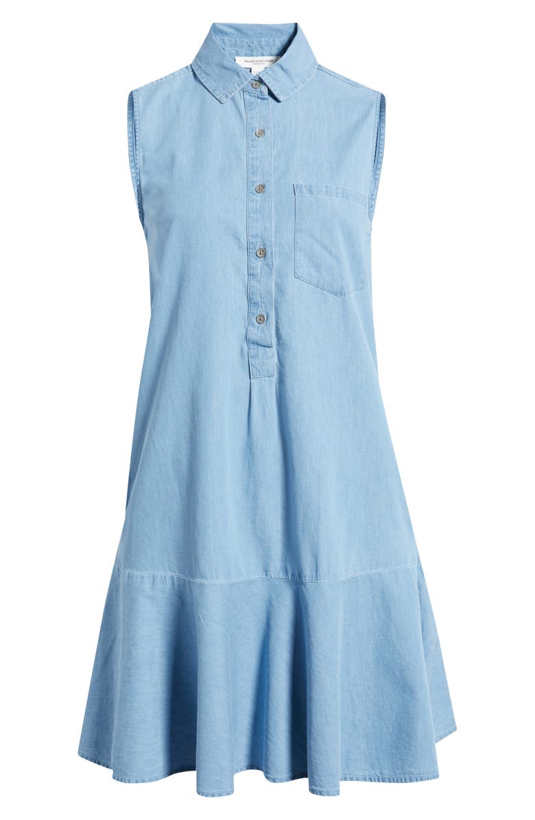 beachlunchlounge Zurina Sleeveless Cotton Chambray Shirtdress, Alternate, color, Light Wash