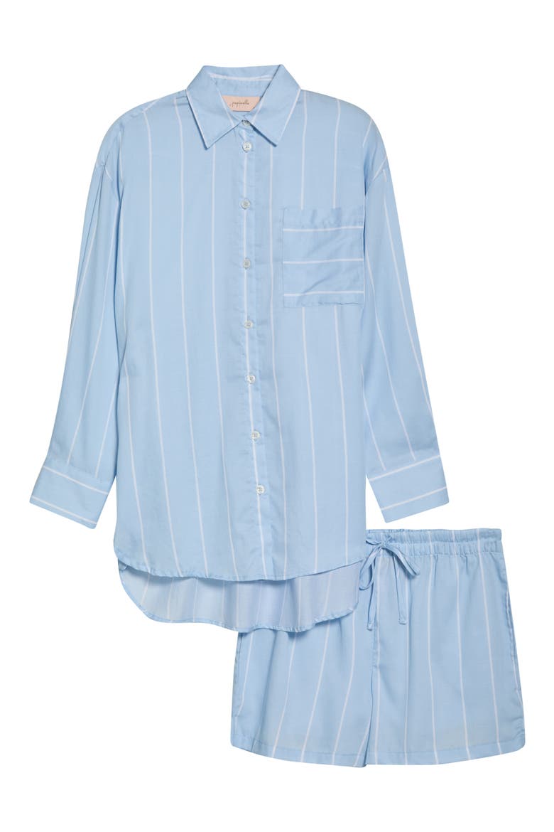 Striped Cotton Sateen Pajamas, Alternate, color, CLEAR SKY WHITE STRIPE