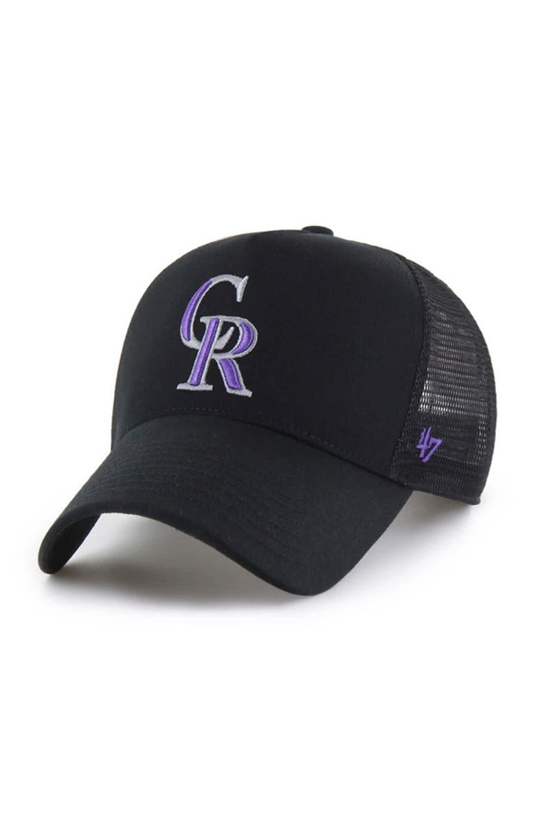'47 Men's '47 Black Colorado Rockies Ballpark Offside Adjustable Trucker Hat, Main, color, Black