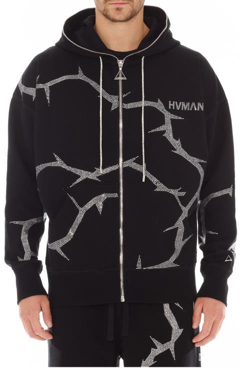 Embellished Zip-Up Hoodie