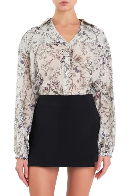 English Factory Abstract Floral Shirt in Ivory Multi  product