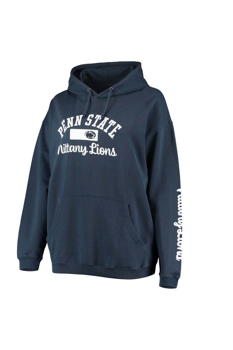 Women's Pressbox Navy Penn State Nittany Lions Rock n Roll Super Oversized Pullover Hoodie, Alternate, color, Navy