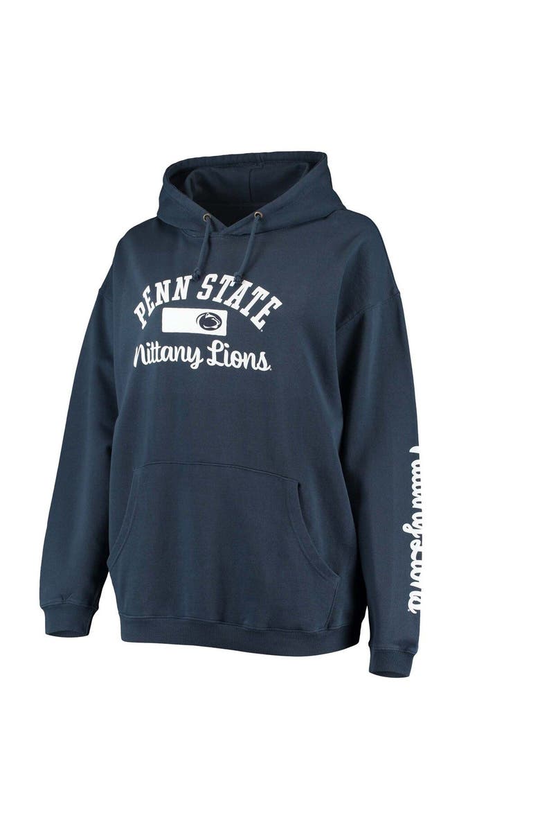 PRESSBOX Women's Pressbox Navy Penn State Nittany Lions Rock n Roll Super Oversized Pullover Hoodie, Alternate, color, 