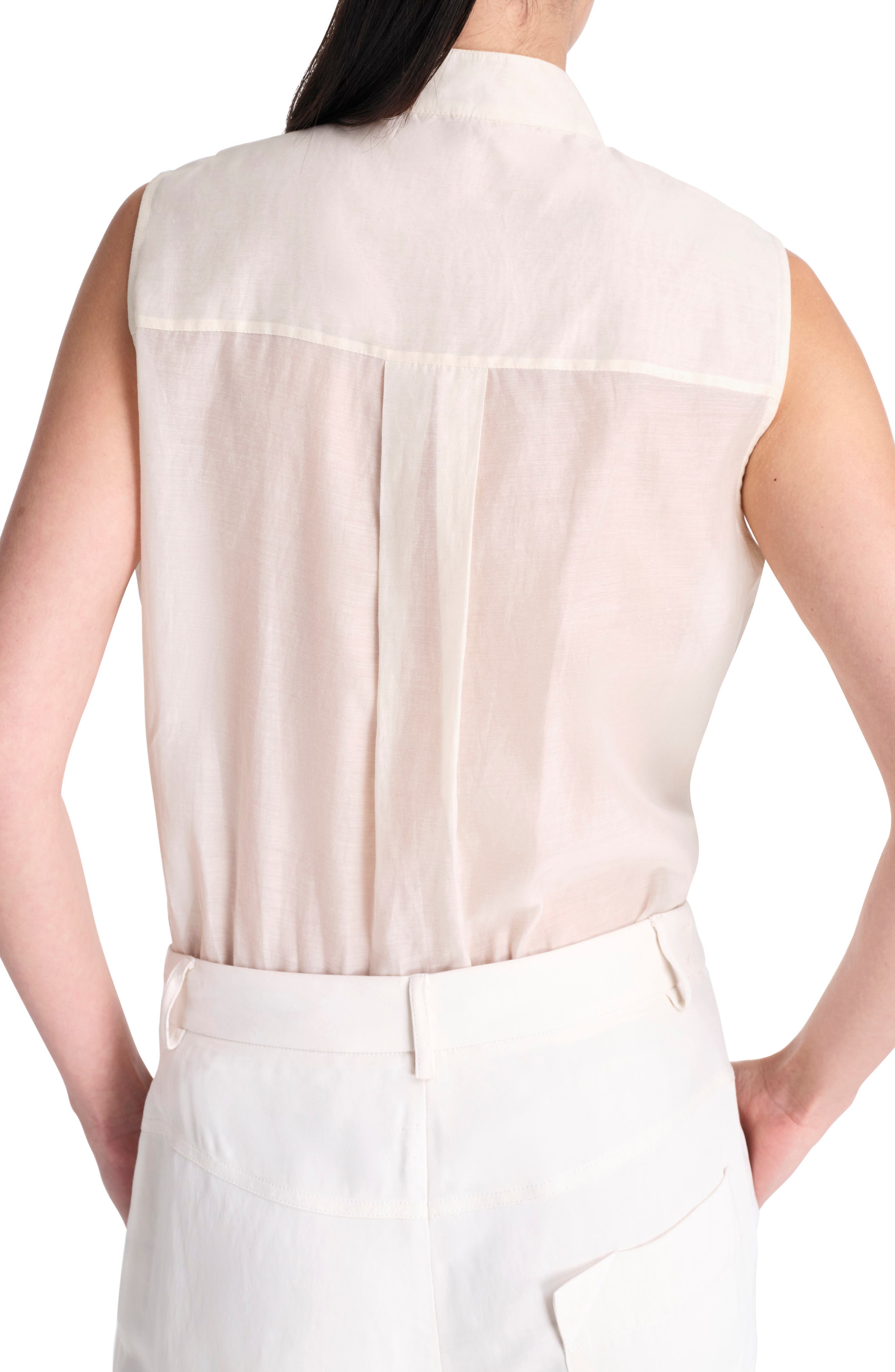 Adele Sequin Cotton & Silk Sleeveless Button-Up Shirt - image 2