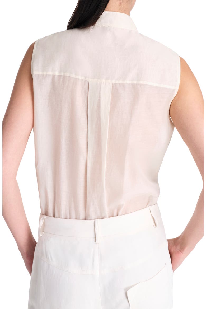 Adele Sequin Cotton & Silk Sleeveless Button-Up Shirt, Alternate, color, IVORY
