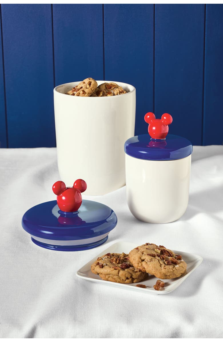 Disney Bon Voyage Mickey Head 2-Piece Ceramic Jar, Alternate, color, Blue/ Red