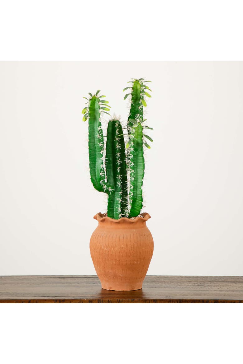 28-in Artificial Cactus in Terracotta Planter, Alternate, color, Green