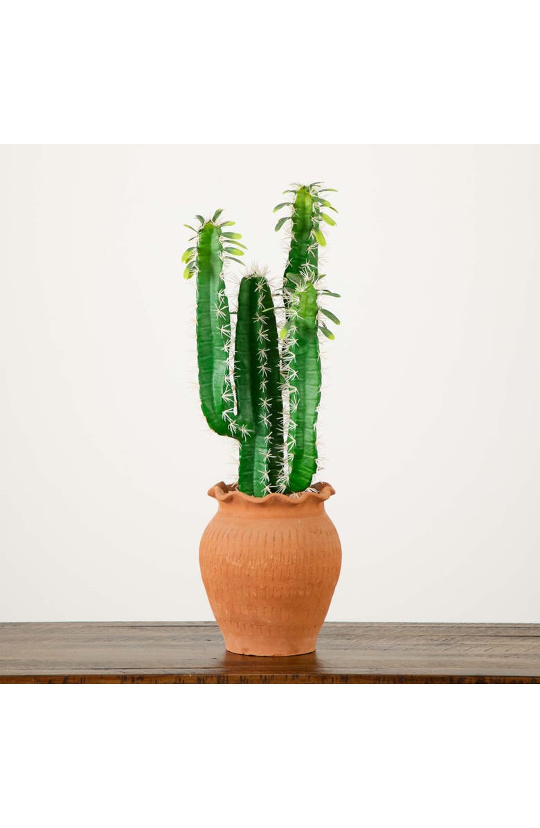 NEARLY NATURAL 28-in Artificial Cactus in Terracotta Planter, Alternate, color, Green