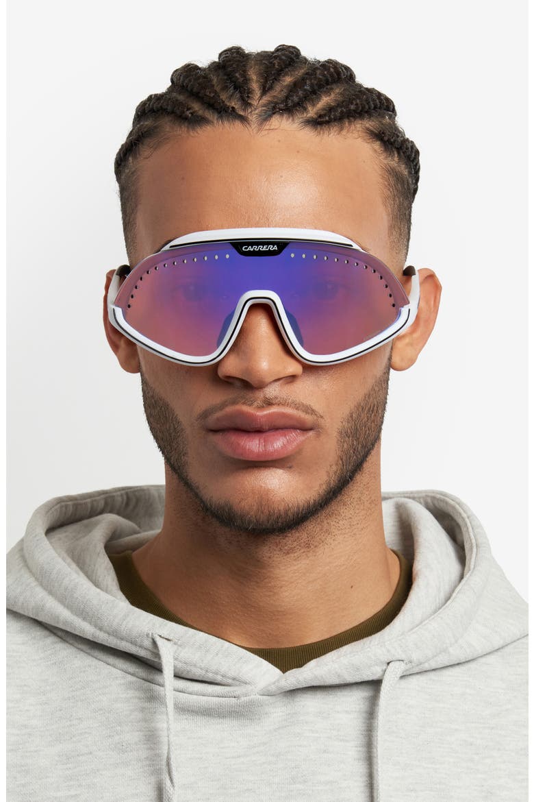 Special Edition C Sport 99mm Mask Sunglasses, Alternate, color, MATTE WHITE/ BLUE ML HC