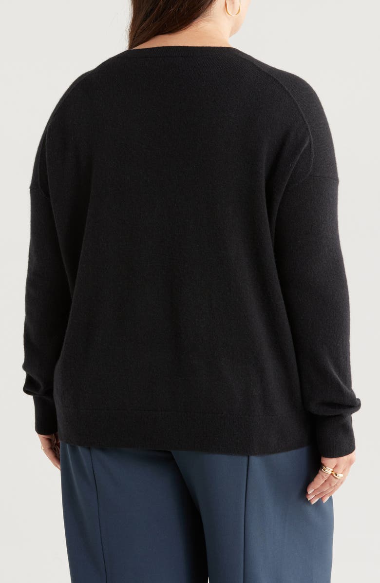 Nordstrom Cashmere V-Neck Sweater, Alternate, color, Black Rock