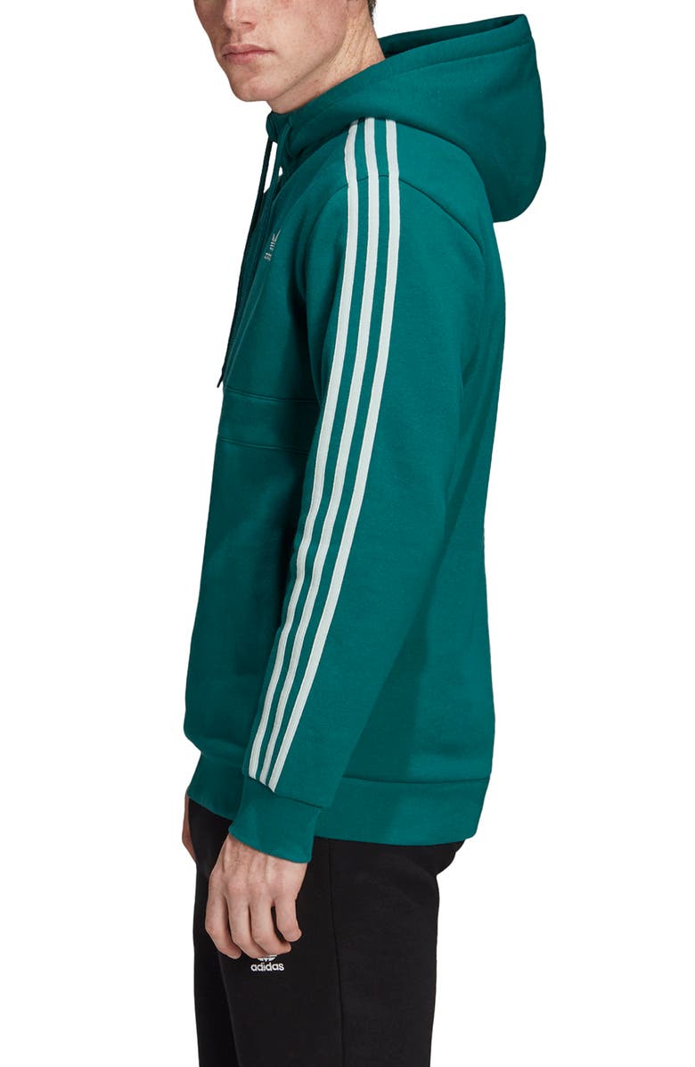 adidas Originals 3-Stripes Half Zip Pullover Hoodie, Alternate, color,