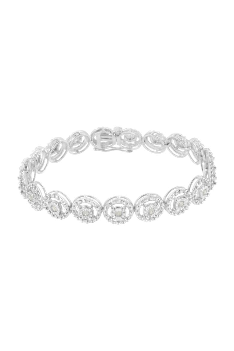 Silver 1.0 Cttw Diamond Nested Circle Miracle Set Open Wheel Link Bracelet, Alternate, color, White