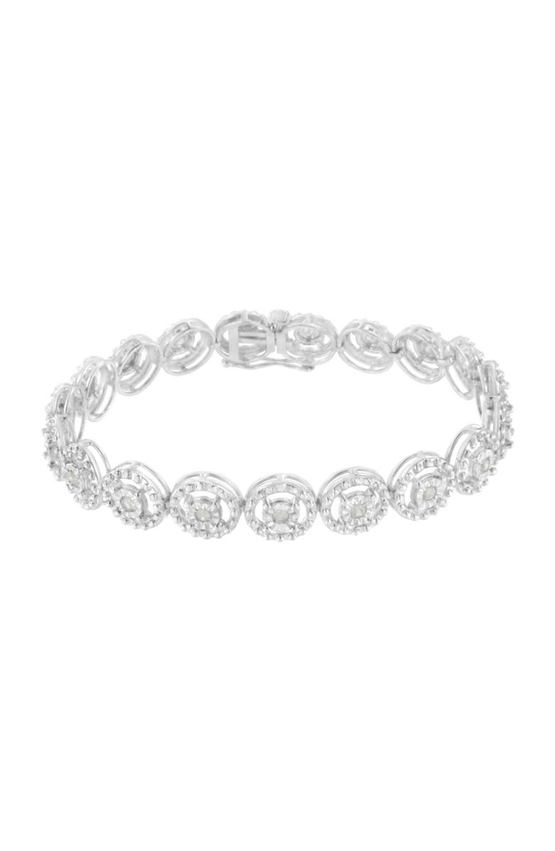 Haus of Brilliance Silver 1.0 Cttw Diamond Nested Circle Miracle Set Open Wheel Link Bracelet, Alternate, color, White