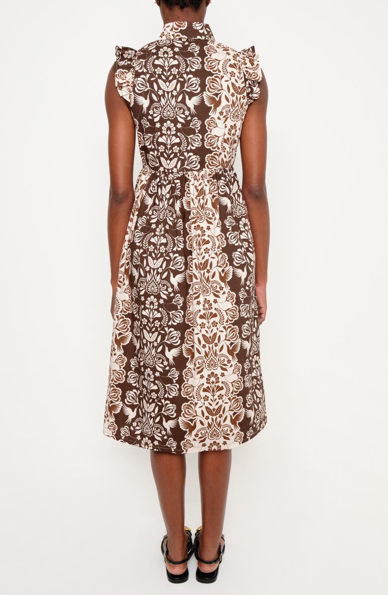 The Lulo Project Flying Pier Print Midi Dress, Alternate, color, Brown Folk Paisley