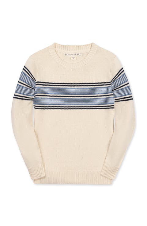 Kids' Organic Striped Crew Neck Pullover Sweater
