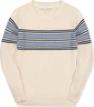 Hope & Henry Kids' Organic Striped Crew Neck Pullover Sweater