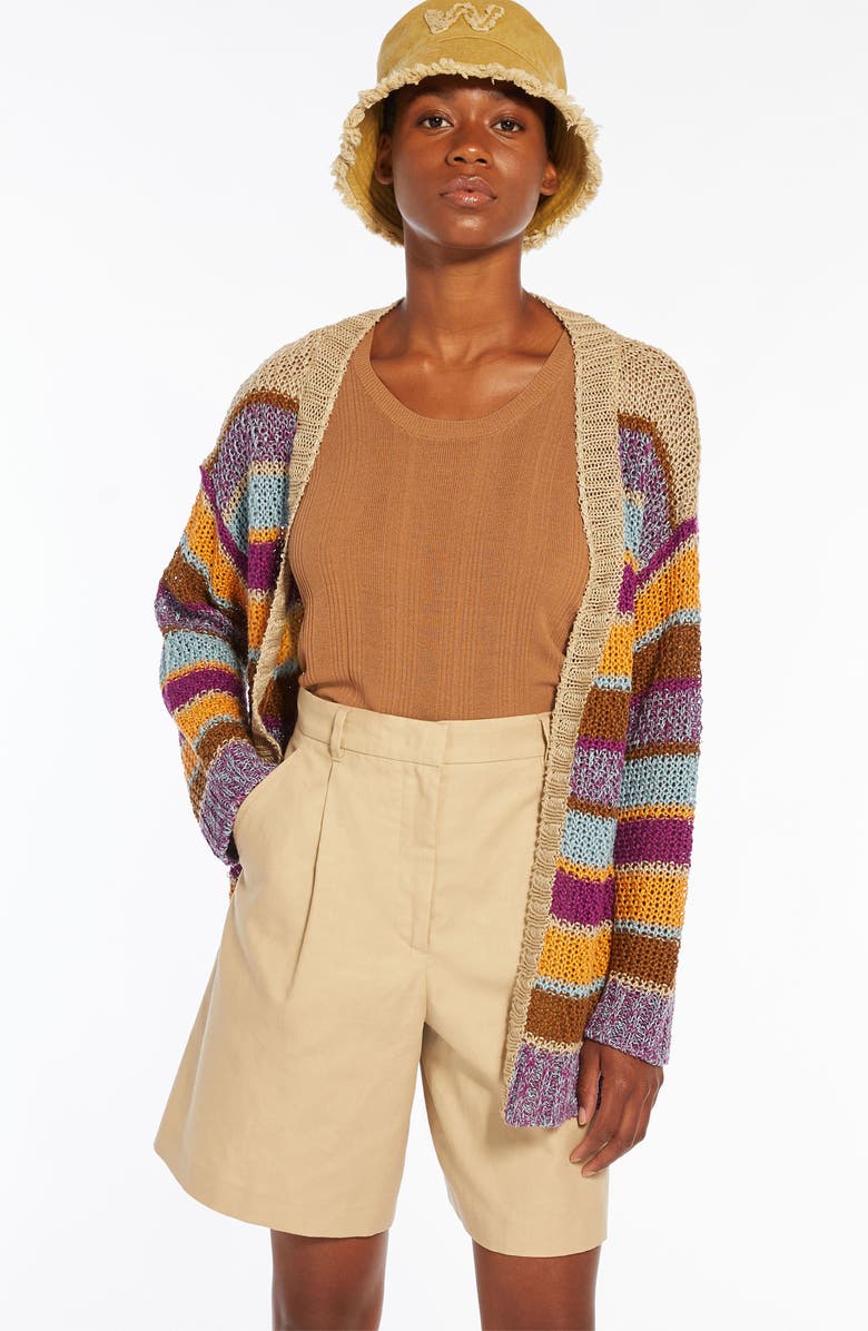 Weekend Max Mara Kabala Stripe Tie Waist Cardigan, Alternate, color, 