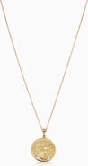 Oradina 14K Yellow Gold Greek Medusa Medallion Necklace