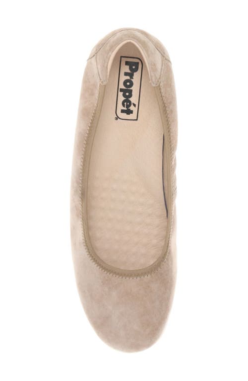 Propét Yara Womens Leather Slip On Wedge Heels In Natural Buff Suede
