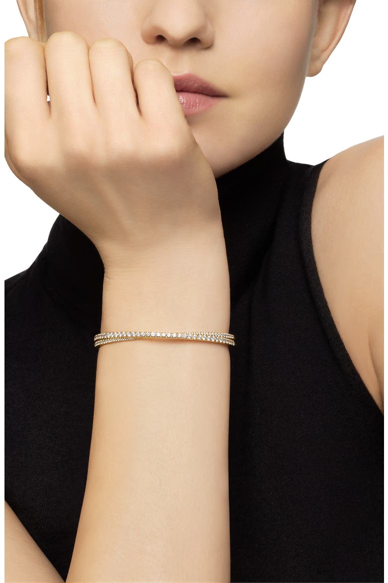 Pavé Crossover Two Row Bracelet in 18K Yellow Gold with Diamonds, 5.5mm, Alternate, color, 18K YELLOW GOLD