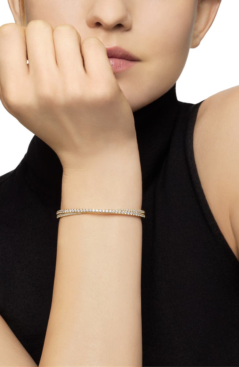 David Yurman Pavé Crossover Two Row Bracelet in 18K Yellow Gold with Diamonds, 5.5mm, Alternate, color, 18K Yellow Gold
