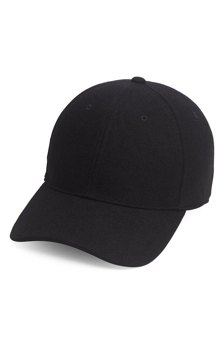 rag & bone Miles Wool Blend Baseball Cap, Main, color, Black Wool