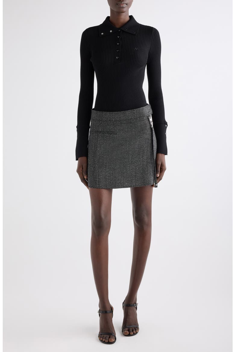 Light Rib Cotton & Merino Wool Half Snap Sweater, Alternate, color, BLACK