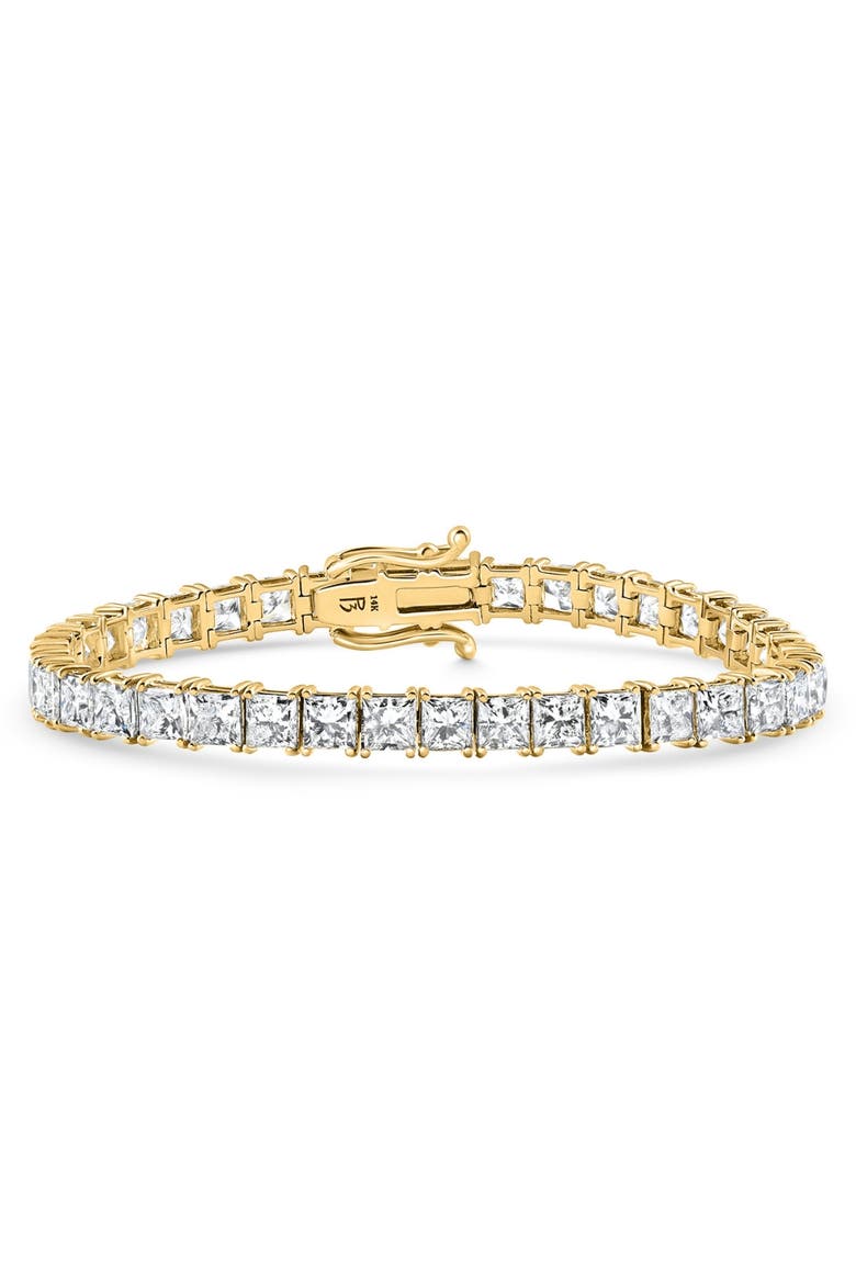 16.30Ct Princess Cut Diamond 7" Tennis Bracelet 14k Gold Lab Grown, Main, color, 14k Yellow Gold