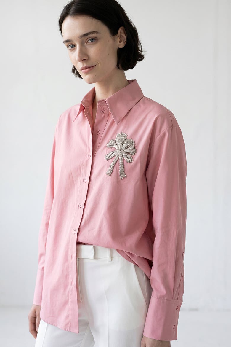 Fauve Long Sleeve Embroidered Cuffed Shirt, Alternate, color, Pink