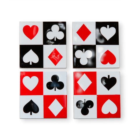 Everyday Suits Bar Coaster Set of 4 Multi MDF Enamel 4x4x0.25 in