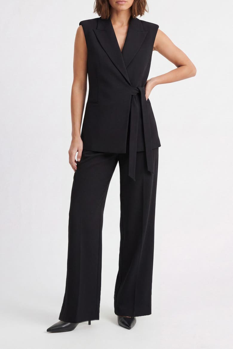 High Waist Wide Leg Trouser, Alternate, color, Black