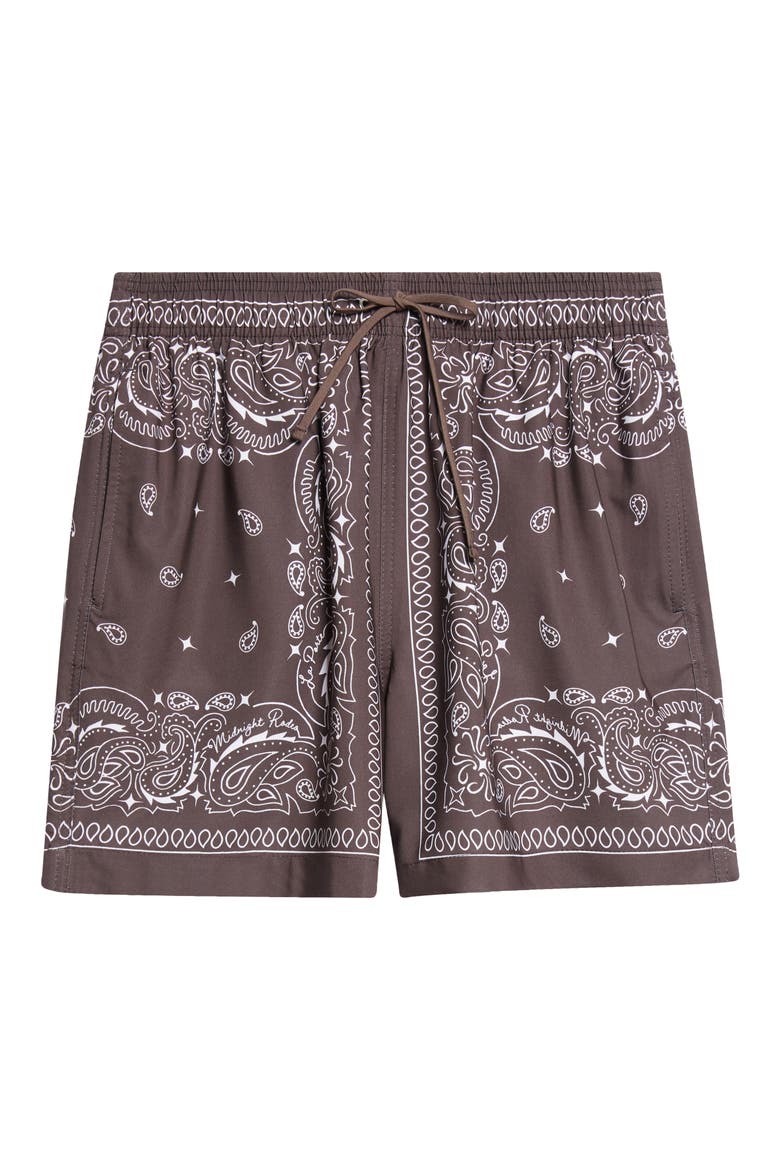 x La Porte Drawstring Shorts, Alternate, color, BROWN BANDANA PRINT