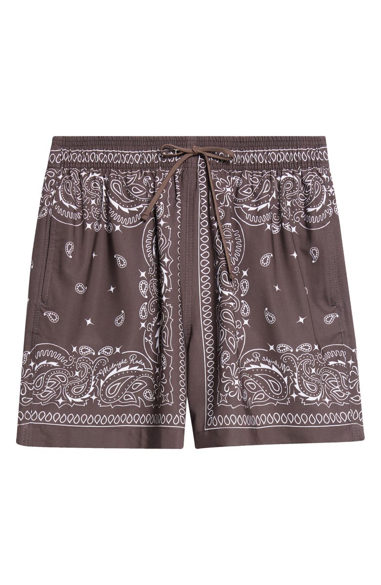 MIDNIGHT RODEO x La Porte Drawstring Shorts, Alternate, color, Brown Bandana Print