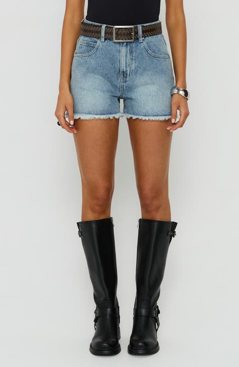 Tropicana High Waist Raw Hem Denim Shorts
