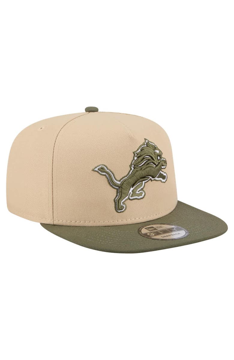 New Era Men's New Era Light Beige/Olive Detroit Lions Color Pack A-Frame 9FIFTY Snapback Hat, Alternate, color, 