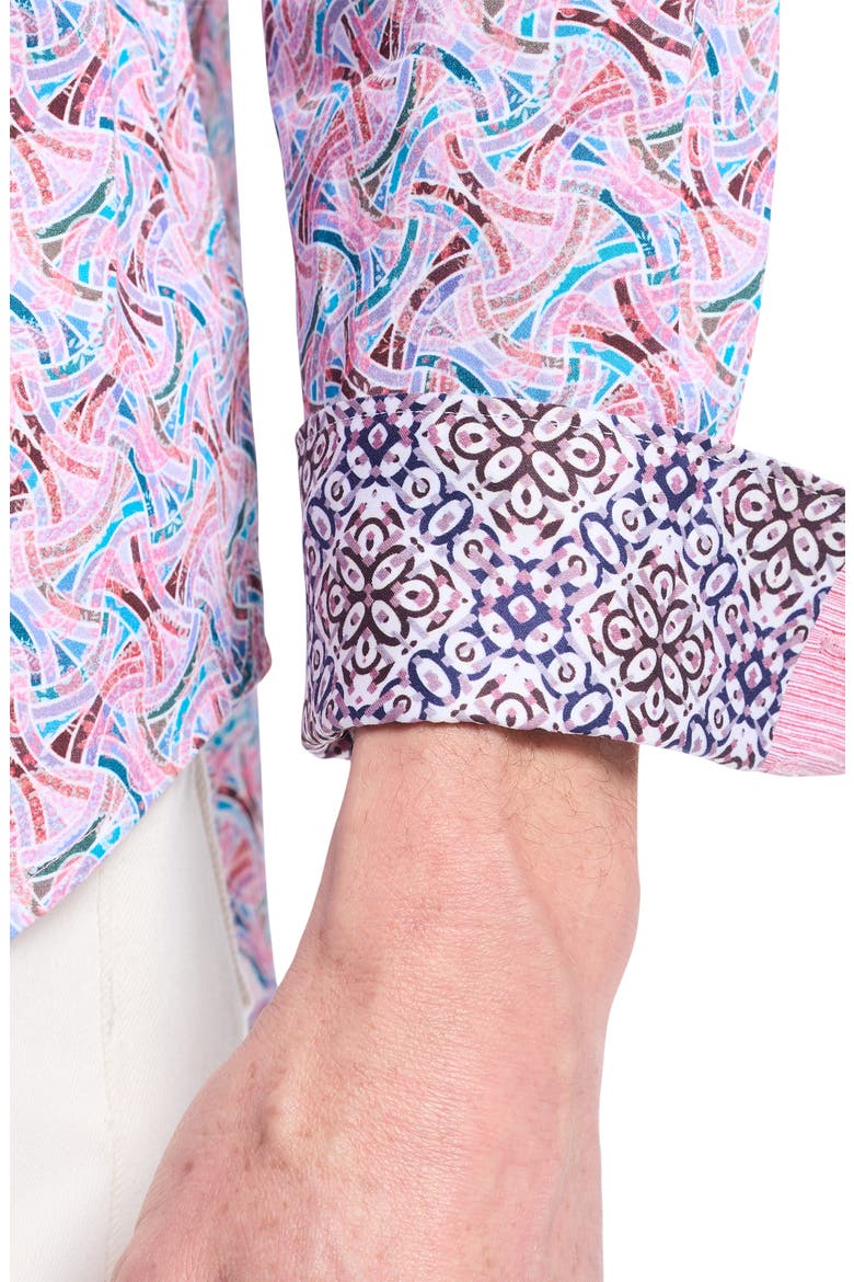 Brucknell Cotton Button-Up Shirt, Alternate, color, PINK MULTI